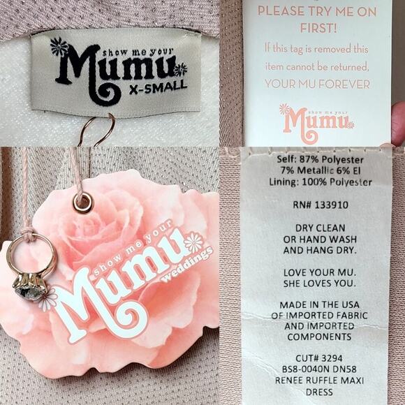 NWT SMYMM Renee Ruffle Blush Pink Special Occasion Maxi Dress XS ★DISCONTINUED★ - Picture 14 of 15